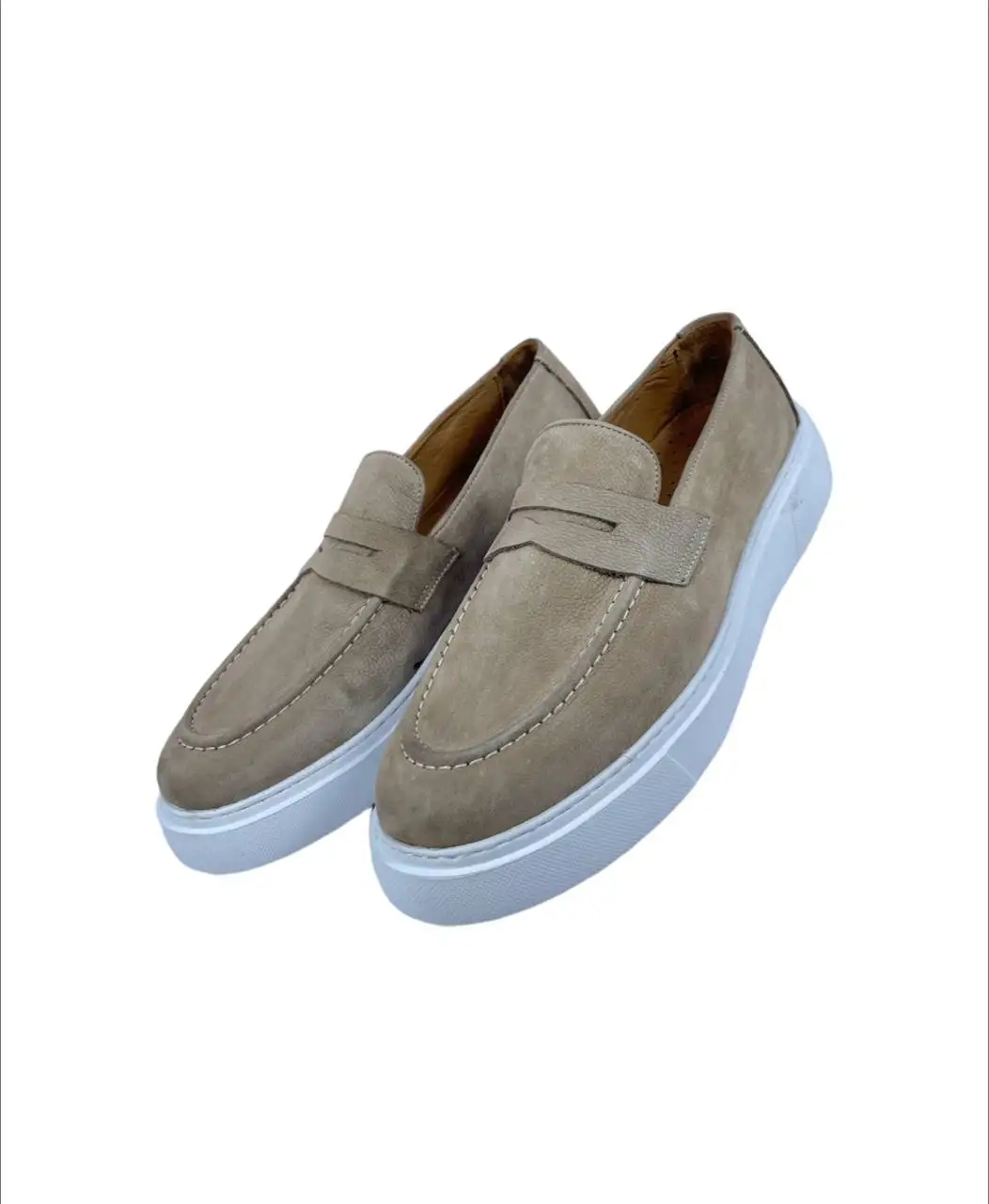 

Genuine handmade real leather men's loafer casual shoes with tassels and buckles, stylish detailed eva soles