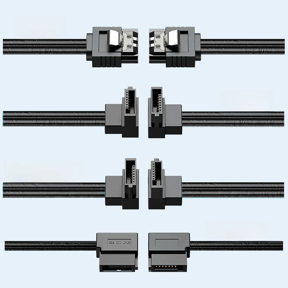 Kabel do transmisji danych Sata 3.0 SATA III SATA 3 Kabel prawy lewy w górę w dół Kąt 90 stopni 10 -100 cm Prosto do 6 GB Czarny Kolanko 10 CM ~ 200 CM — zdjęcie produktu 7