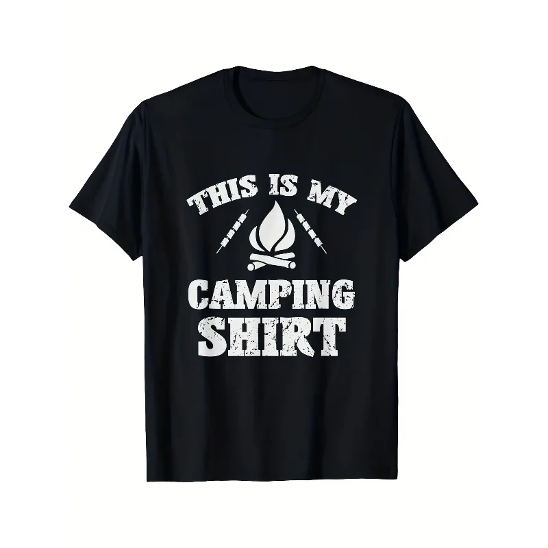 

Men's Casual Camping T-Shirt This Is My Camping Shirt Graphic Print Short Sleeve Round Neck Breathable Summer Tee