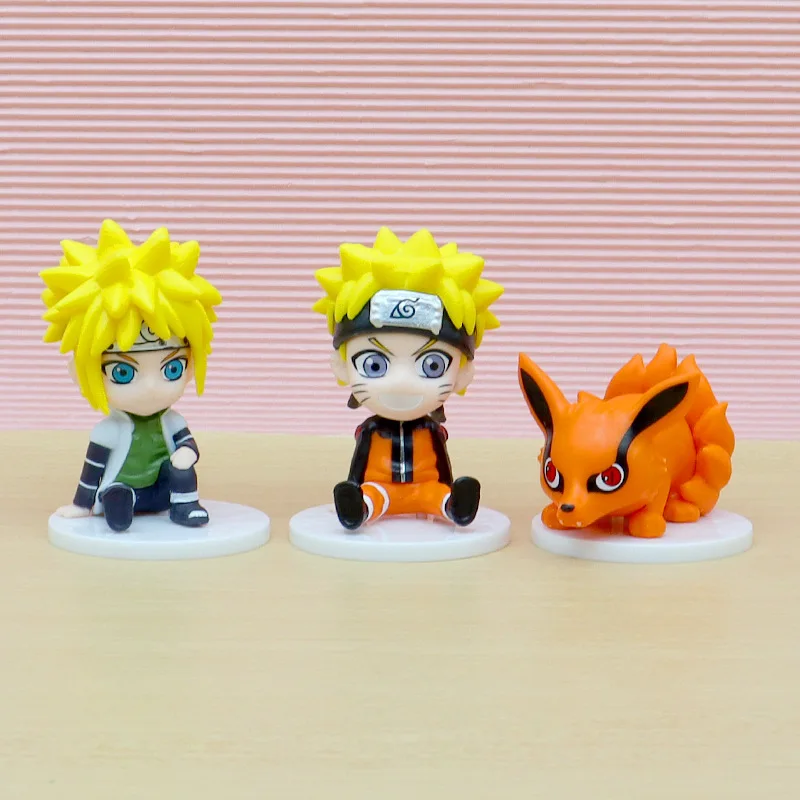 Anime Naruto Sasuke Itachi Kakashi Anime Action Figure Model Gifts Collectible Figurines for Kids 8CM 8 Pieces In A Set