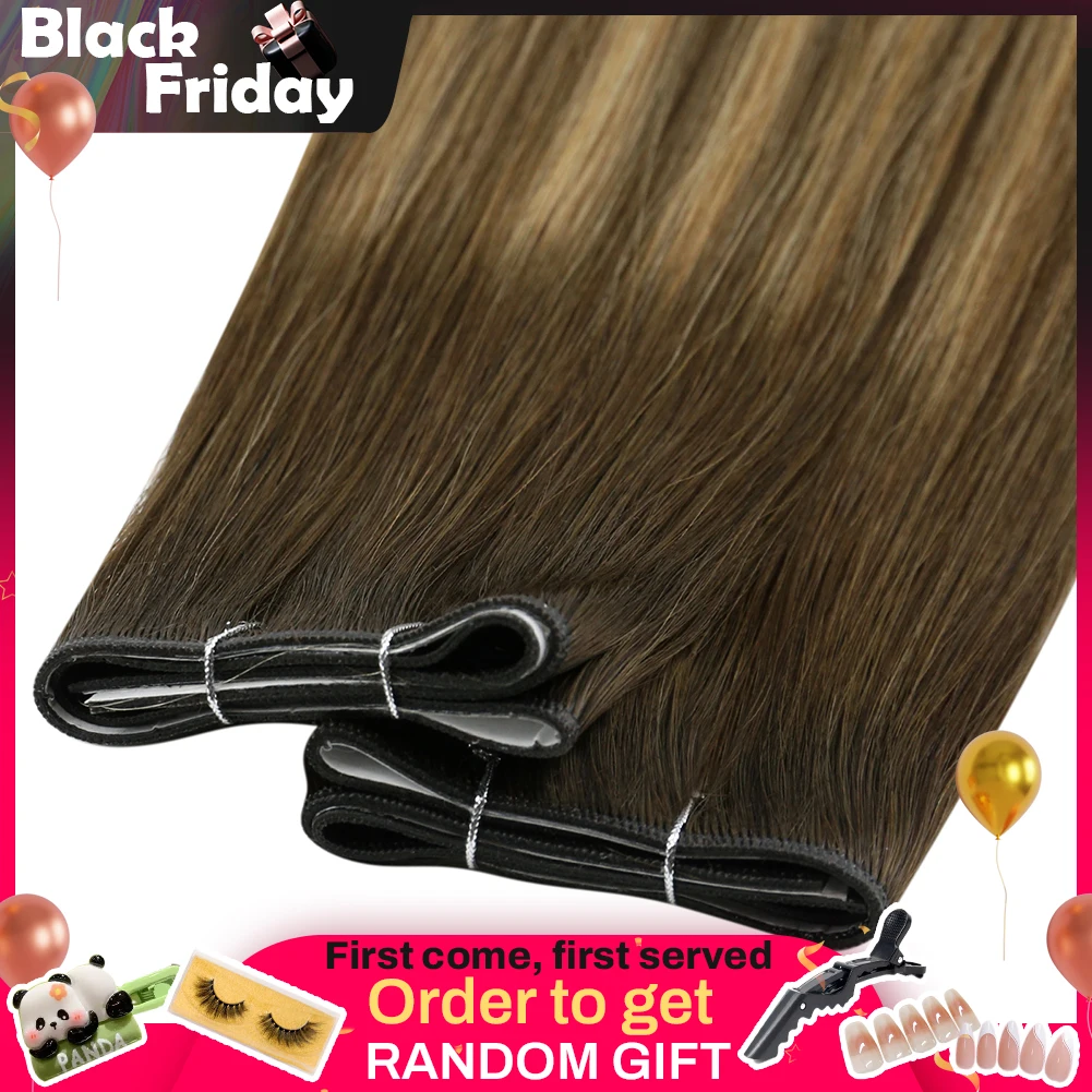 Moresoo Wide Tape in Hair Extensions Long Weft Remy Tape in Weft Hair 50G One Piece Cuticles Double Sided Adhesive Wide PU Weft