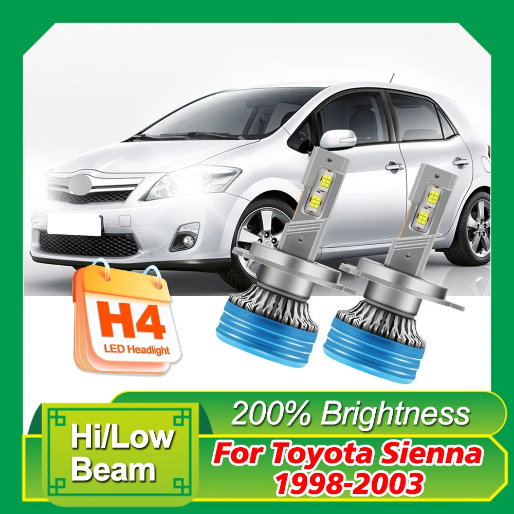

H4 High/ Low Beam LED Headlamp Bulb 20000LM Single Copper Tube Durable Bulbs 6000k External Drive For Toyota Sienna 1998-2003