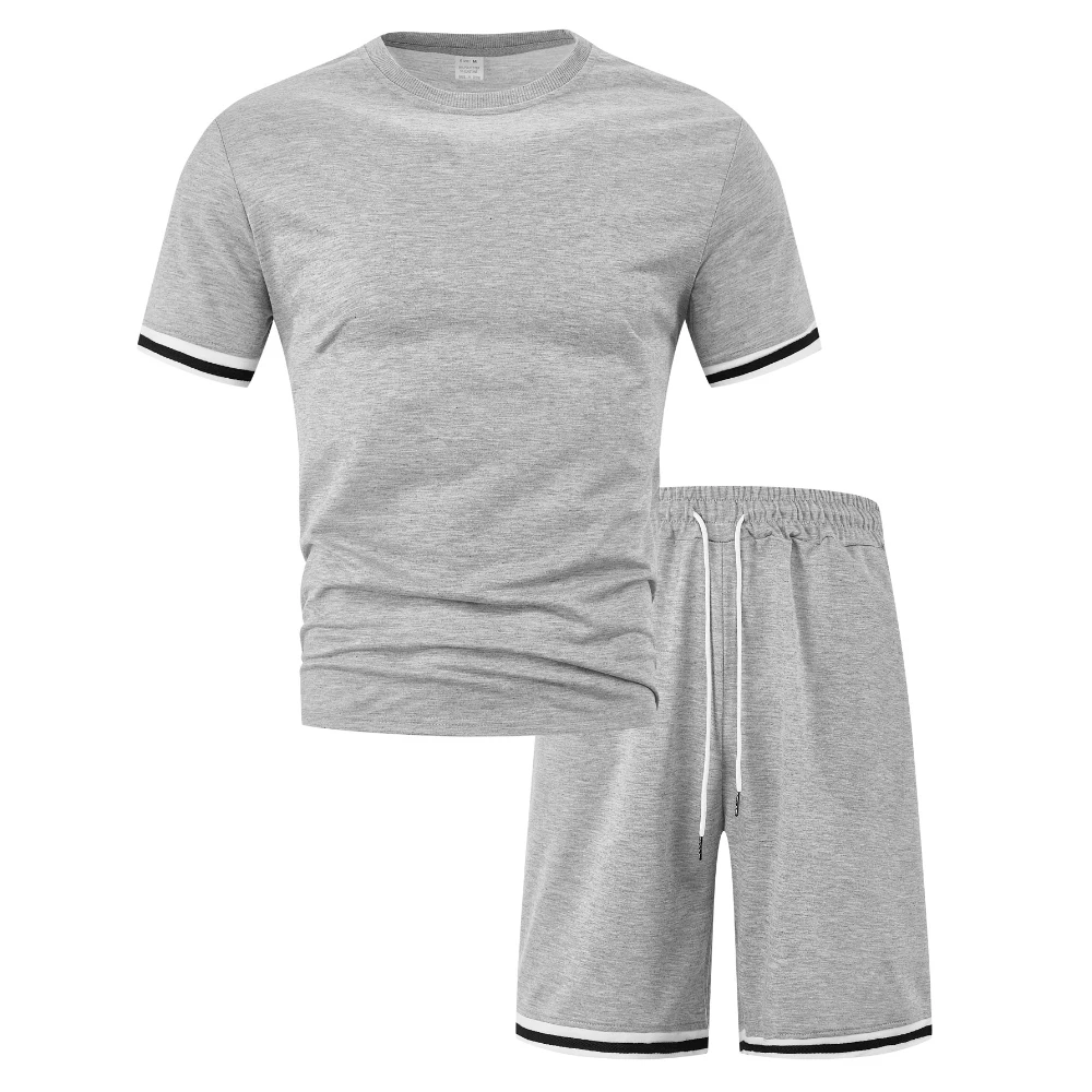 

2pcs/Set Men's Loose Casual Sports T-Shirt And Shorts Set, Suitable For Young Adults, European And American Style, Spring/Summer