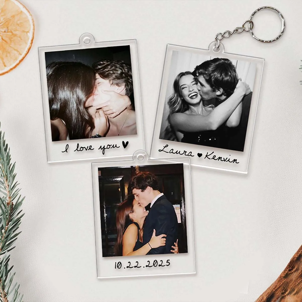 Custom Acrylic Key Pendant, Custom Images, Customizable Name and Song Code, Couple Keychain, Valentine's Day Gift