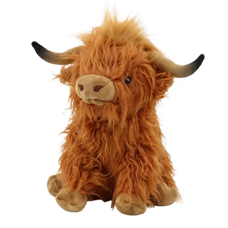 25Cm Simulatie Hoogland Koe Pluche Dier Pop Soft Gevulde Hoogland Koe Knuffel Kawaii Kids Baby Cadeau Speelgoed Thuis room Decor - afbeelding 2
