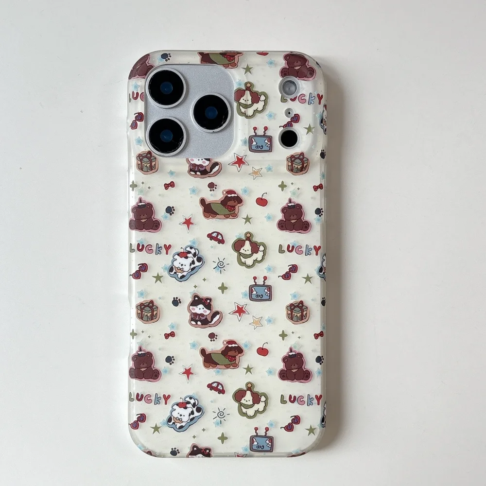 

Cute cartoon star-filled small animal phone case, suitable for iPhone 13/14/15/16/17 Pro Max, new shock-proof protective case