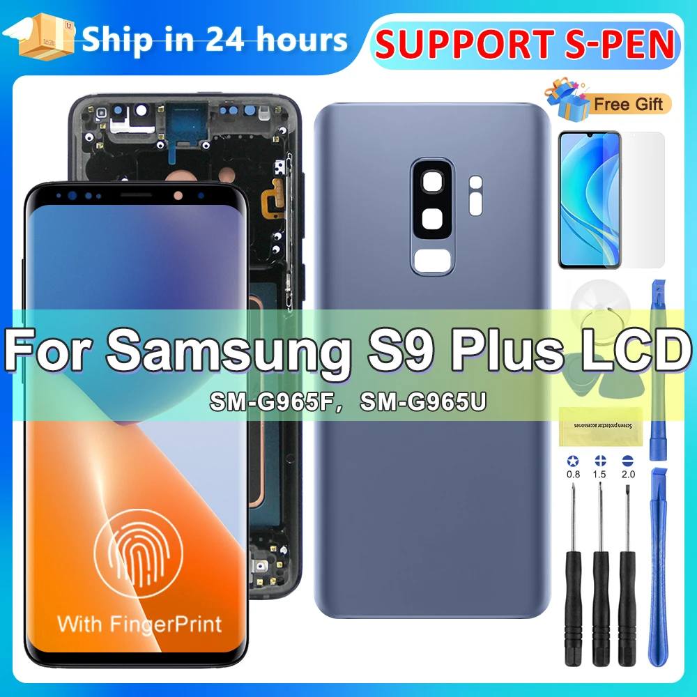 

SUPER AMOLED For Samsung S9 Plus LCD Display Touch Screen Digitizer Assembly For S9+ G965 G965F G965N with Frame Replacement