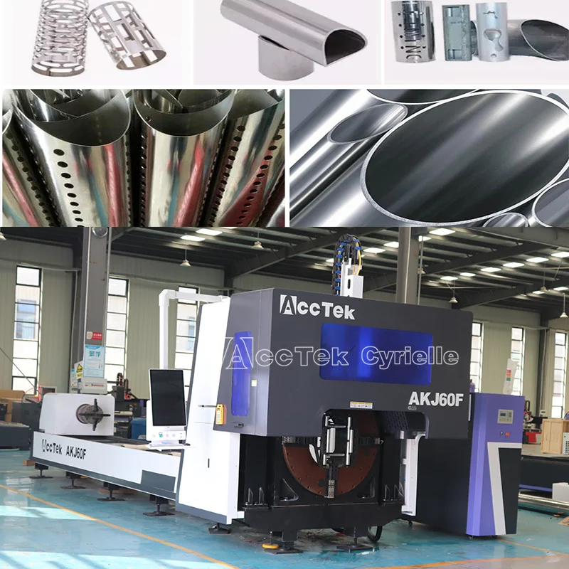 Acctek Fiber Laser Tube Cutting Machine 3kw máquina de corte por láser / laser metal cutting machine for steel aluminum tube cut