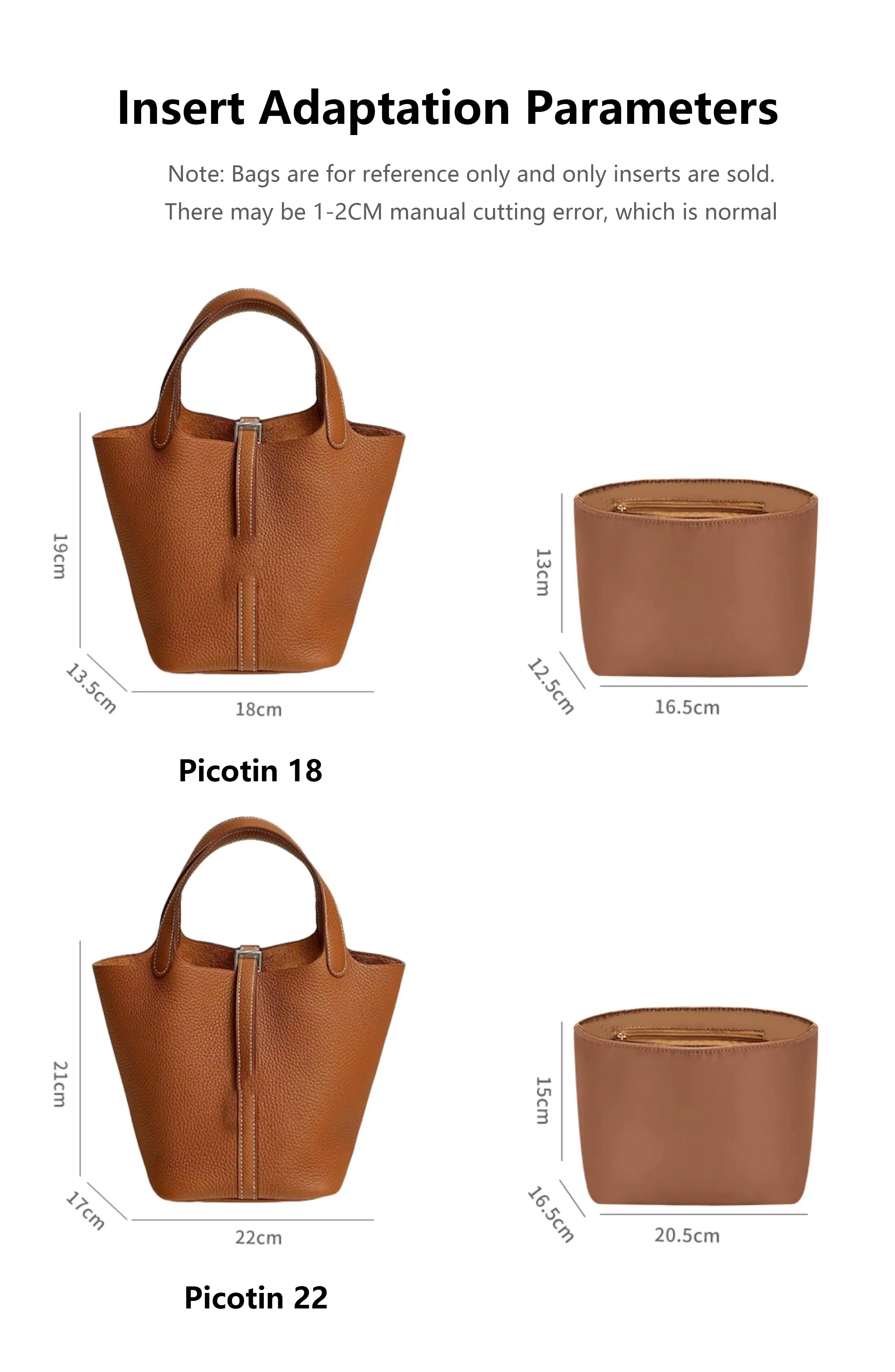 Bag Organizer Insert for Storage for Picotin 18 22 Storage Support Shape Nylon Inner Lining Orderly Neat Bag Modify Accessories