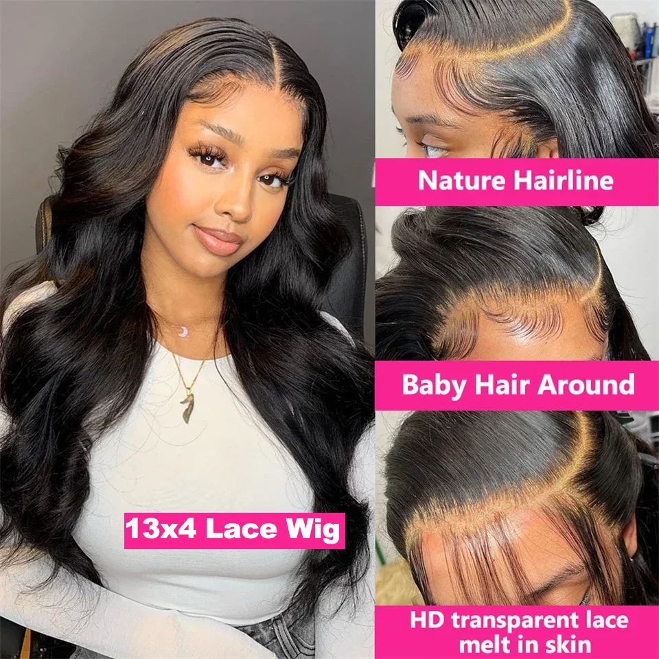 Body Wave 100% Human Hair Wigs 13x6 Lace Frontal Wigs Pre Plucked Natural Black Wigs Human Hair For Women Glueless Wig No Glue view 3