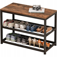 SHOE CABINET SEAT BIG INDUSTRIAL SHELF LOFT WOODS RETRO 62 CM