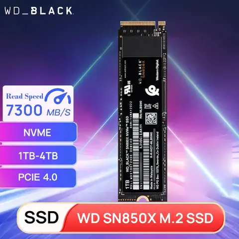 웨스턴 디지털 SN850X 1TB 2TB 4TB WD_BLACK M.2 2280 NVMe PCIe Gen 4.0x4 SSD 솔리드 스테이트 드라이브 (게이밍 컴퓨터, 노트북, PS5용)