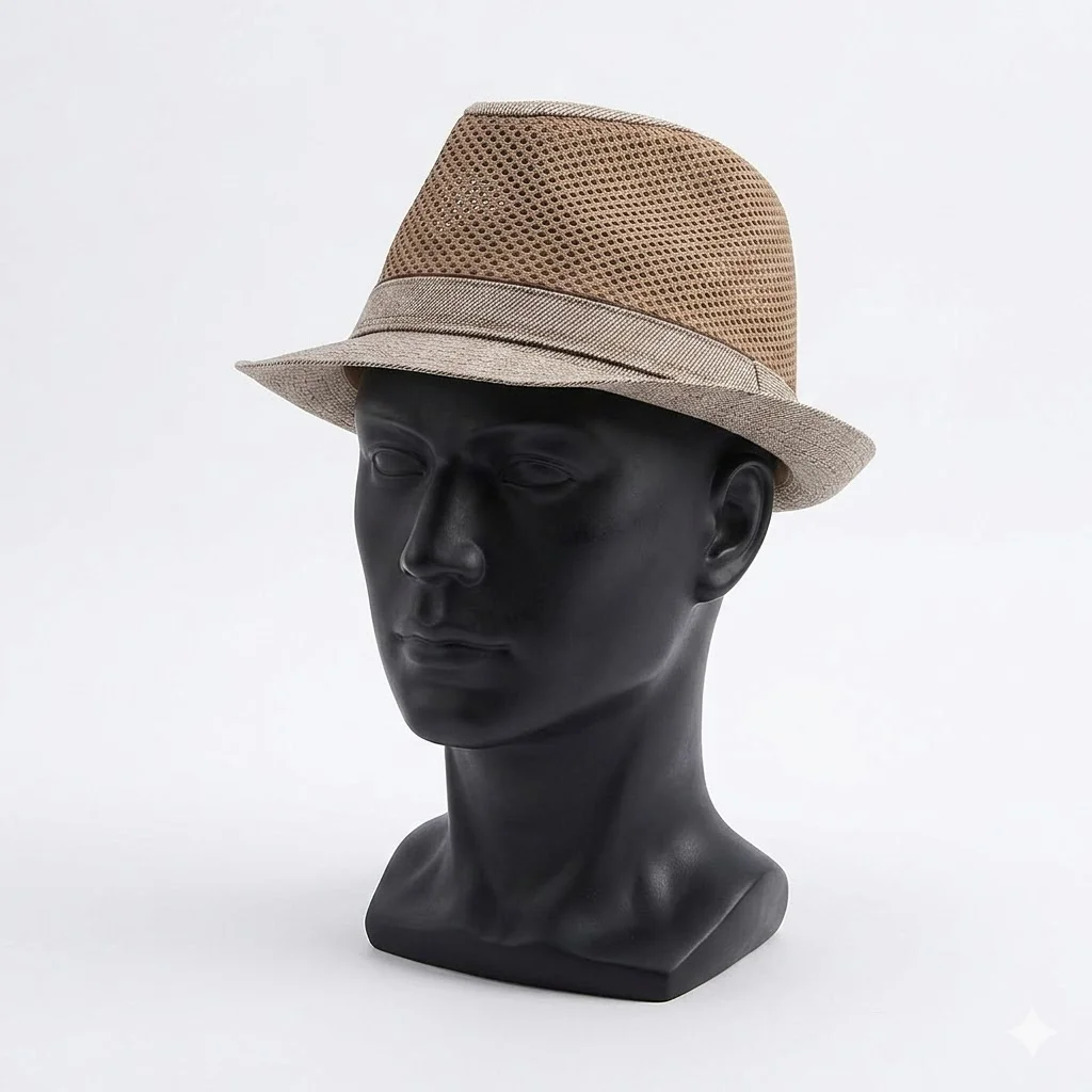 Sombrero clásico de paja Trilby para hombre, Fedora de paja sólida transpirable para verano, sombrero de sol para exteriores, sombrero Panamá de paja, gorra de viaje cubana para padre