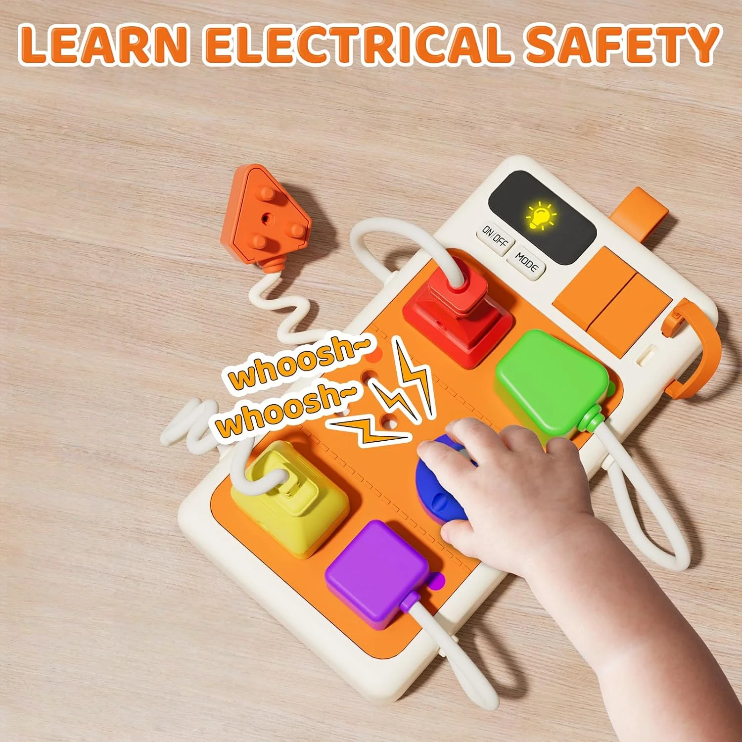Brinquedos sensoriais montessori, tomada, brinquedo de placa ocupada com luz e sons, formato de cor correspondente, presentes para crianças, meninos e meninas