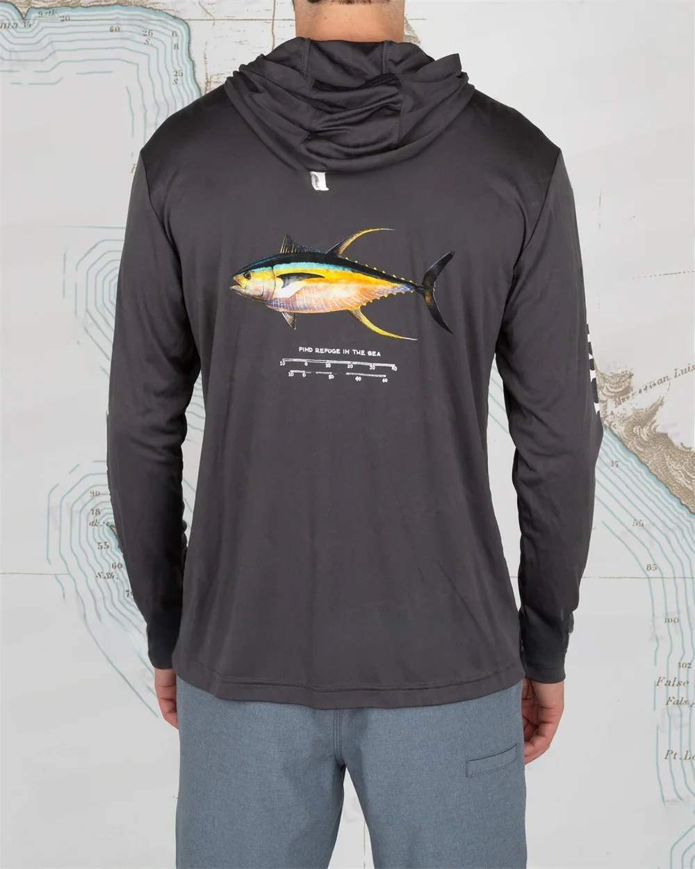 Salty Crew – sweat à capuche de pêche pour hommes, vêtements d'été respirants à manches longues, chemise de pêche, Protection solaire, Camouflage, dessus de chemise