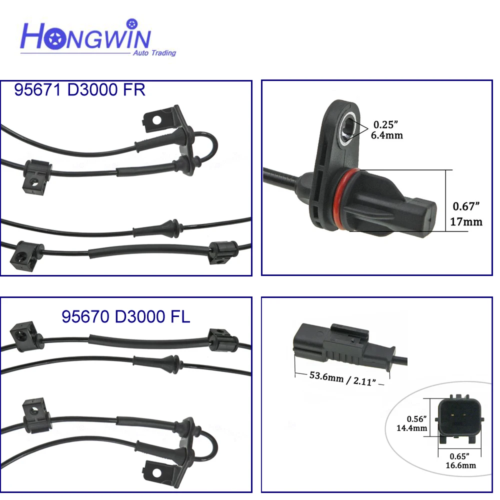 ABS Wheel Speed R L Sensor For Hyundai Tucson 2015-2021 DOHC-TCI/GDI 95671-D3000 95670-D3000 95670D3000 95681D3210 95680D3210