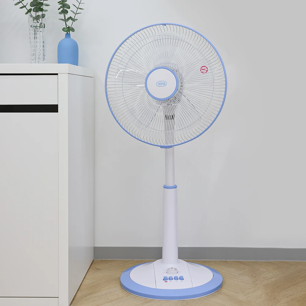 Reyna-Elétrica Home Seat Stand Base Fan, 5 Leaf Timer, ventilador de chuva, RF-4101, 35cm, preço barato