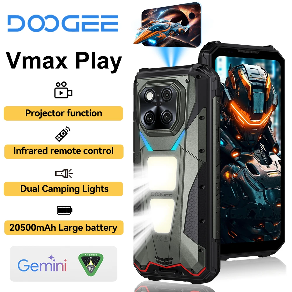 2025 DOOGEE V Max Play Projector Rugged Phone 6.78