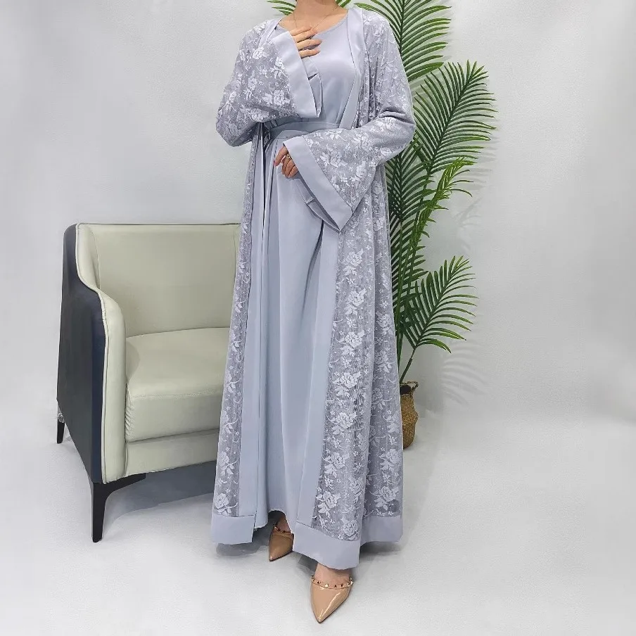 Two Set Long Dress Set Maxi Length Casual Wear with Regular Sleeve Loose Fit Low Waist Ethnic Tribal Style Dress for Women