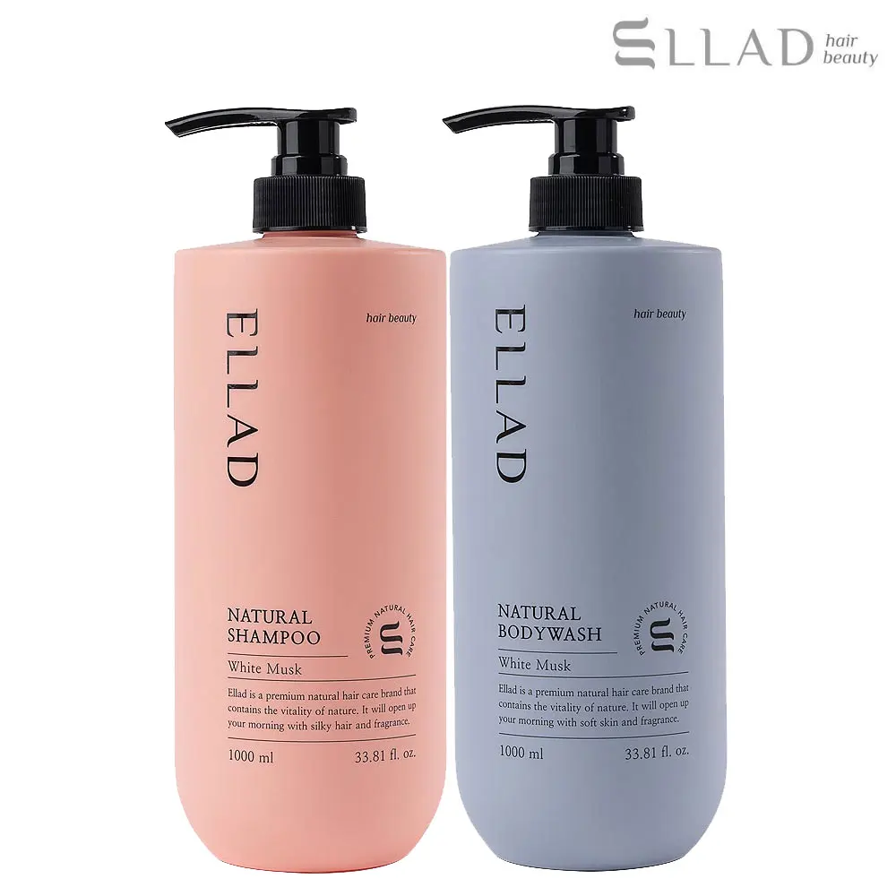 ELLAD 엘라드 네츄럴 샴푸 바디워시 1000ml 대용량 화이트 머스크 향 2종세트