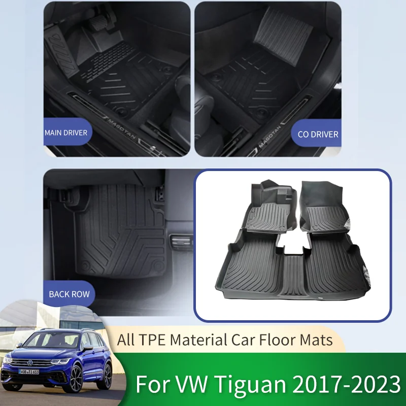 TPE Car Waterproof Non-slip Floor Mats Full Surround Protective Liner Foot Pads Carpet for VW Volkswagen Tiguan AD BW 2017~2023