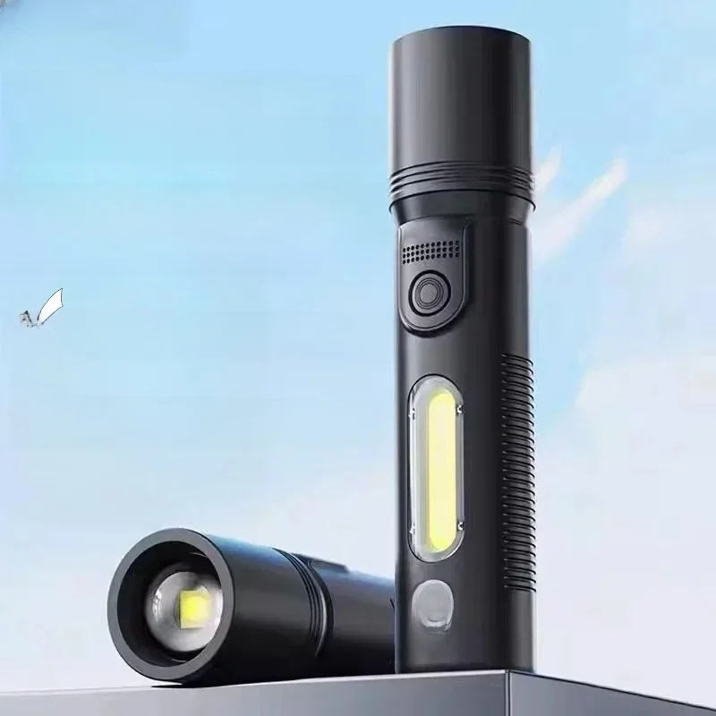 Rechargeable led mini flashlight EDC with 2W COB Side Torch light Mini portable Rechargeable lamp self defense Small Lantern