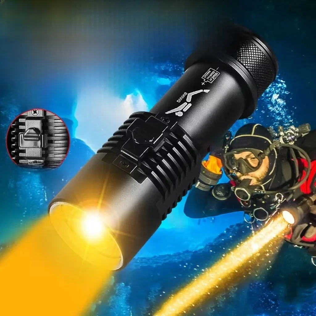 9000LM Professional Diving Flashlight XHP120 800m Underwater Scuba Diving Torch IPX8  Waterproof Dive Light Using 26650 Battery
