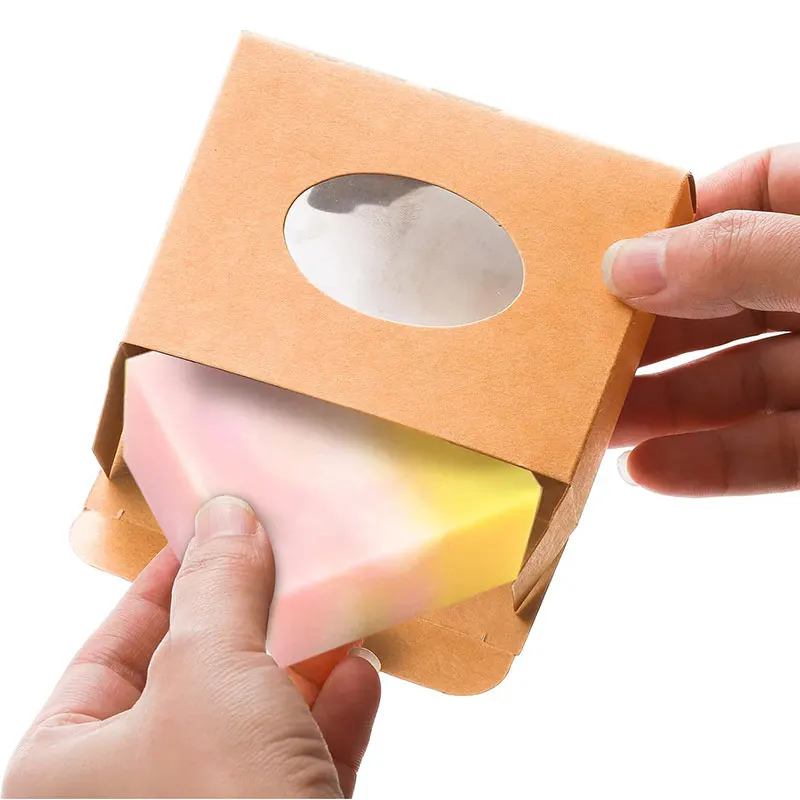 20/30Pcs Mini Kraft Paper Box with Window, Round Soap Packaging Boxes for Homemade Soap Favor Treat Bakery Candy