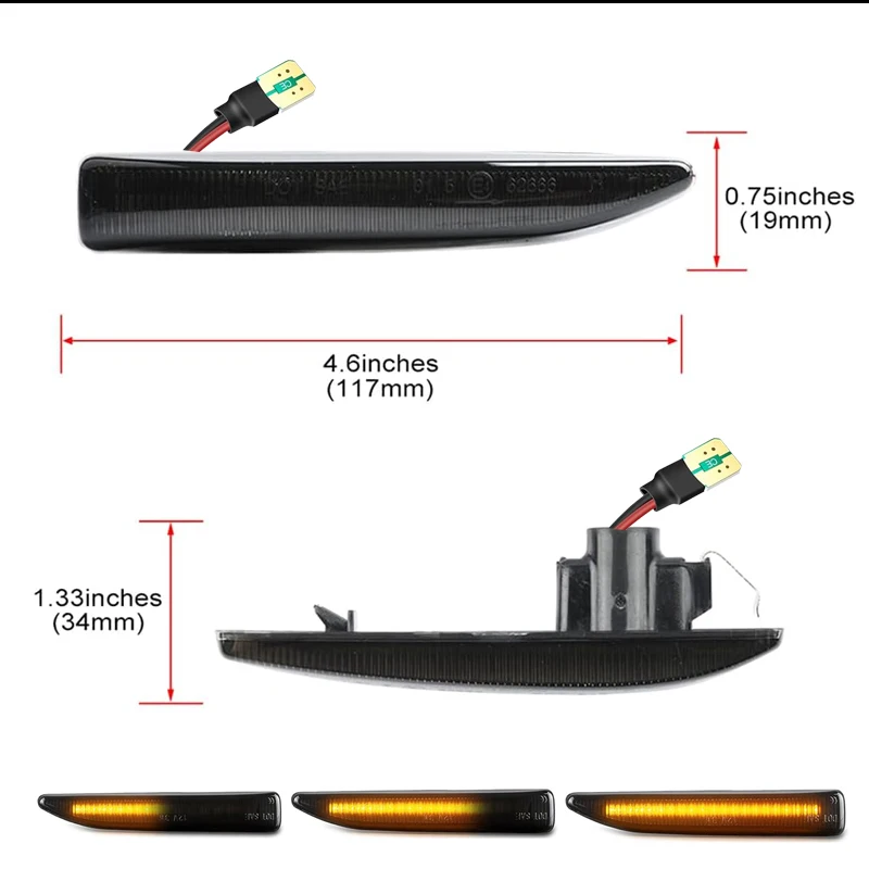 2Pcs Amber Dynamic Sequential Blink LED Side Marker Light For BMW 7 Series E65 E66 E67 E68 745i 750i 760i Turn Signal Light