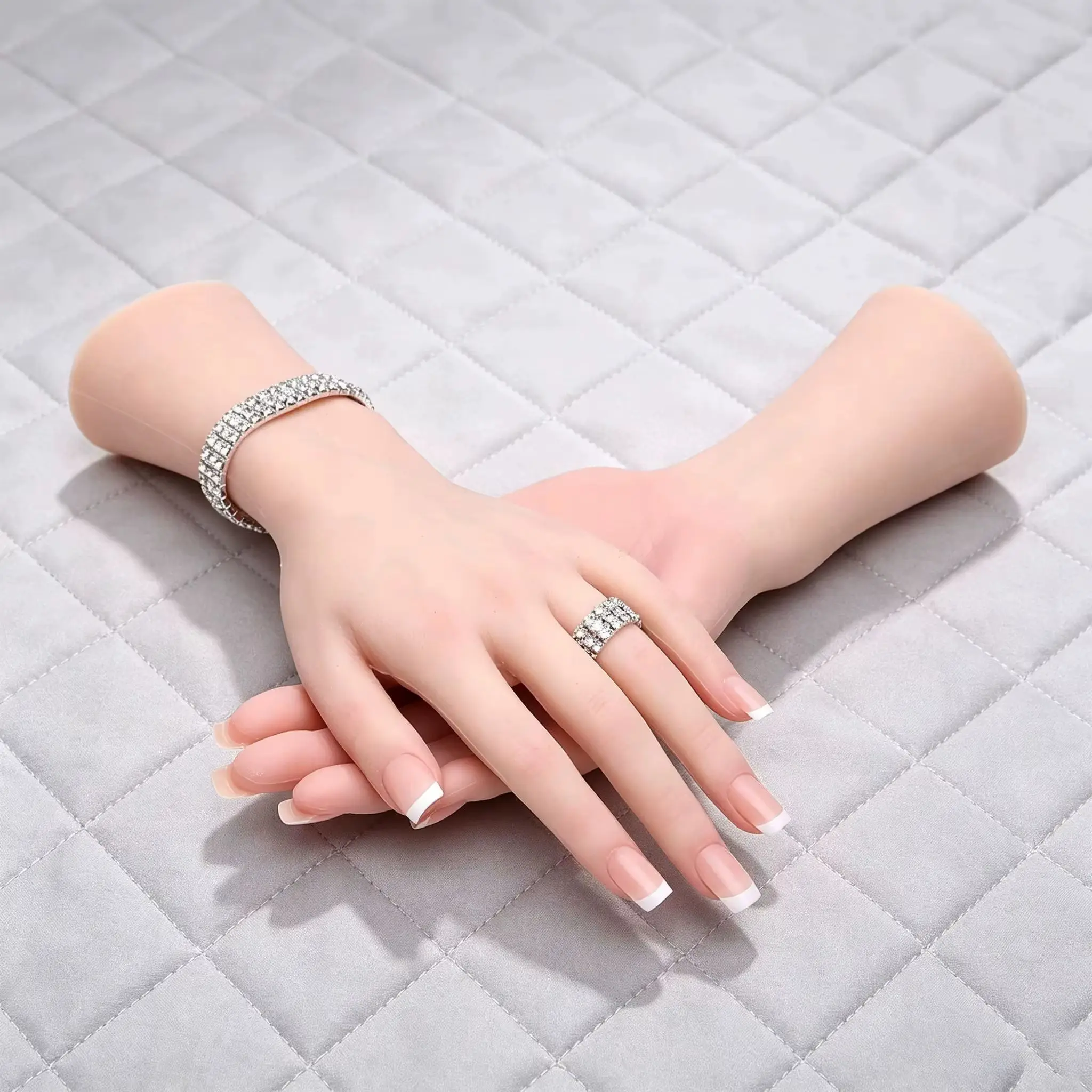High Simulation HG Silicone Female Hand Model - Perfect for Nail Art Practice Manicure Training & Jewelry Display Props