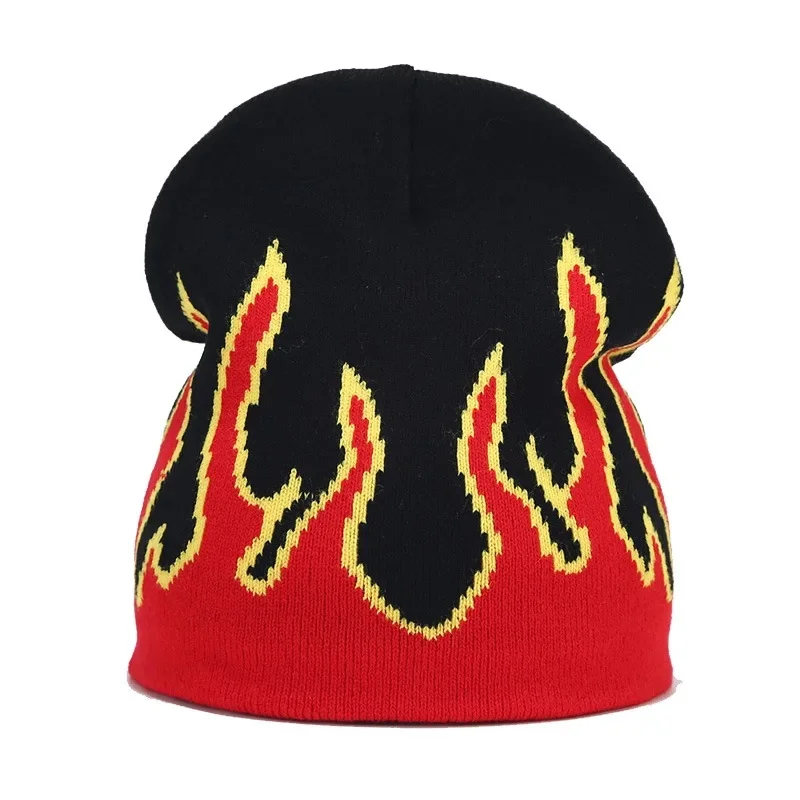 AliExpress MAZIAO Autumn Knitted Hat Men's and Women's Hip Hop Fashion Flame Jacquard Hoodie Winter Outdoor Cycling Versatile brimless Hat