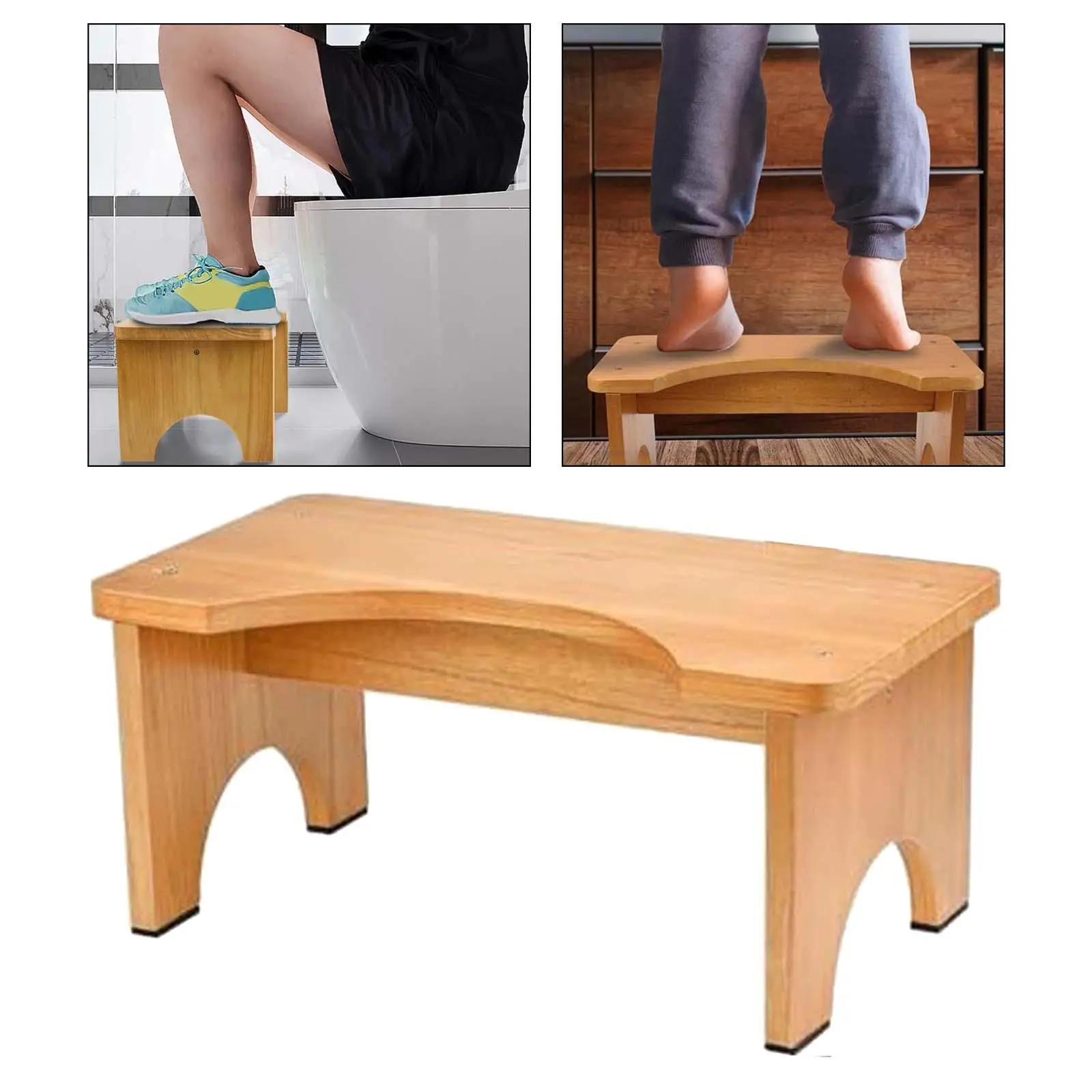 

Wooden Squatting Toilet Stool Wide Footrest Bathroom Footstool for Home Office Furniture Potty Auxiliary Footrest