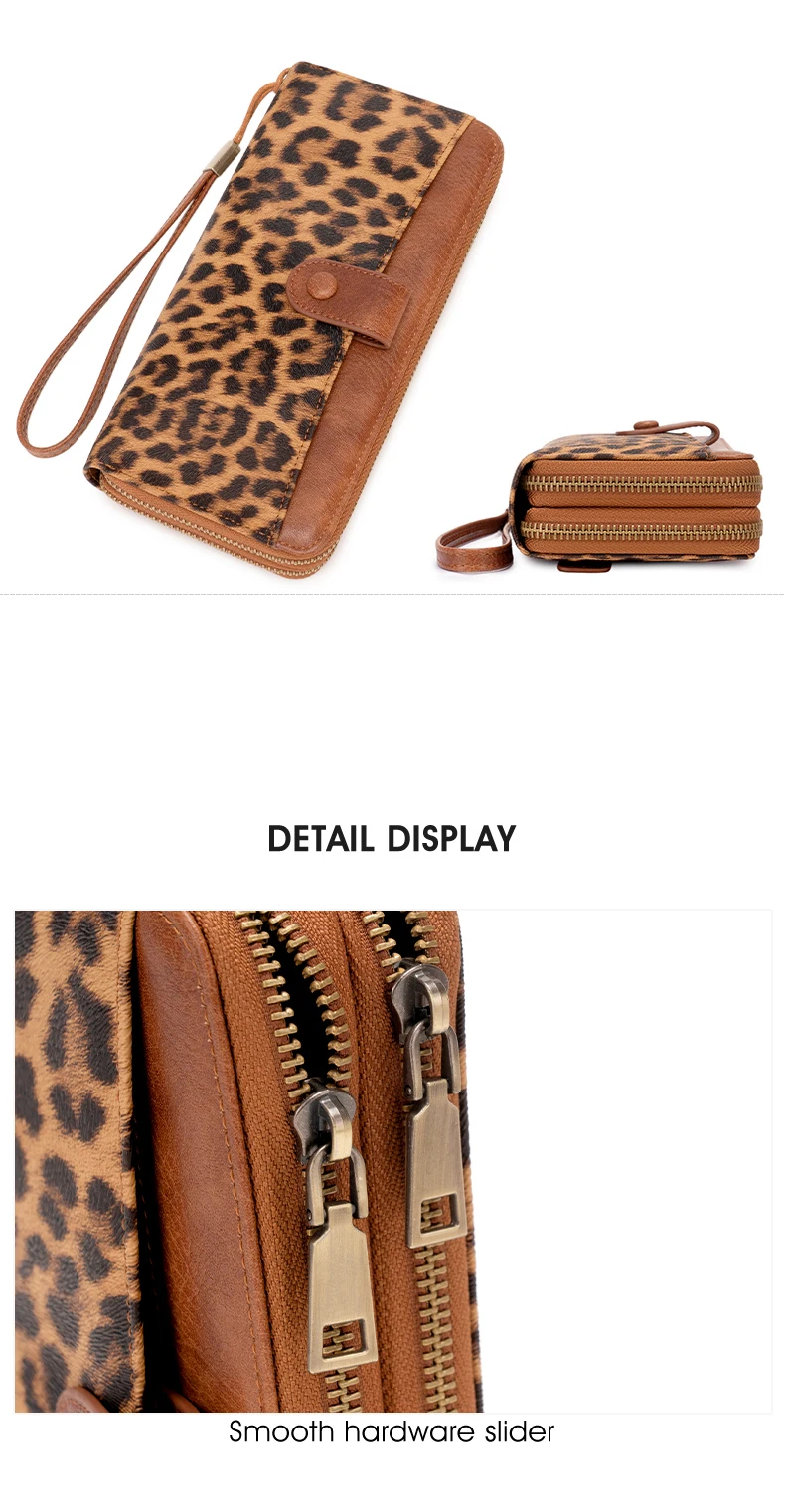 Stilvolle Damen-Langbörse mit Doppelreißverschlüssen, großer Kapazität, Akkordeon-Kartenhalter, Clutch, Retro-PU-Leder-Münzbörse, Unisex – Detail 18