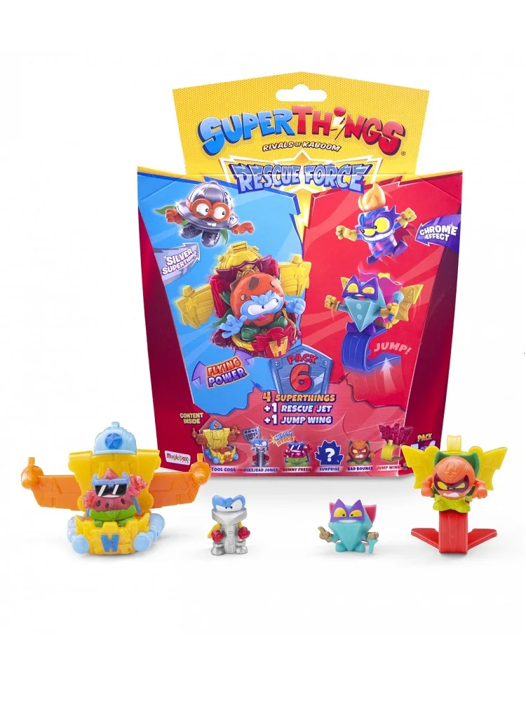 BLISTER PACK SUPERTHINGS RESCUE FORCE - Pack 4 dolls + 1 vehicle rescue jet and plus a Jump wing