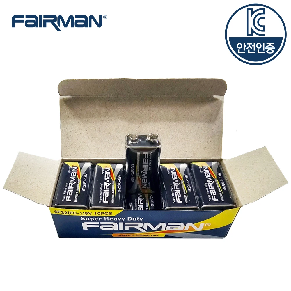 FAIRMAN ENERBANK Mangan battery 9V 6F22 (FC-1) Small box 10 pieces Manganiz disposable battery KC safety certification products