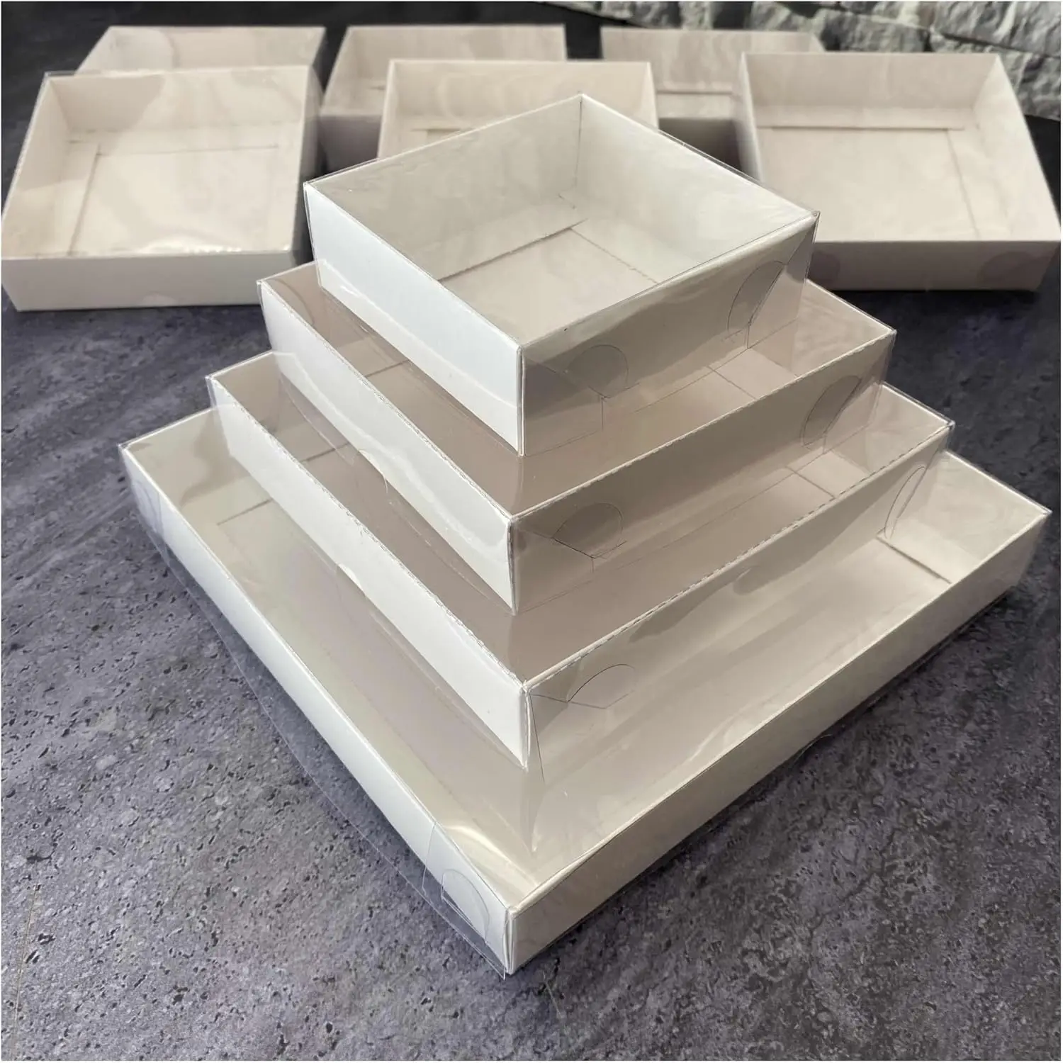 Boîte cadeau à gâteau blanche avec couvercle en acétate transparent, emballage en carton, fenêtre transparente, rangement, table des avocats, bricolage, boîtes à faveurs pour les invités de la fête