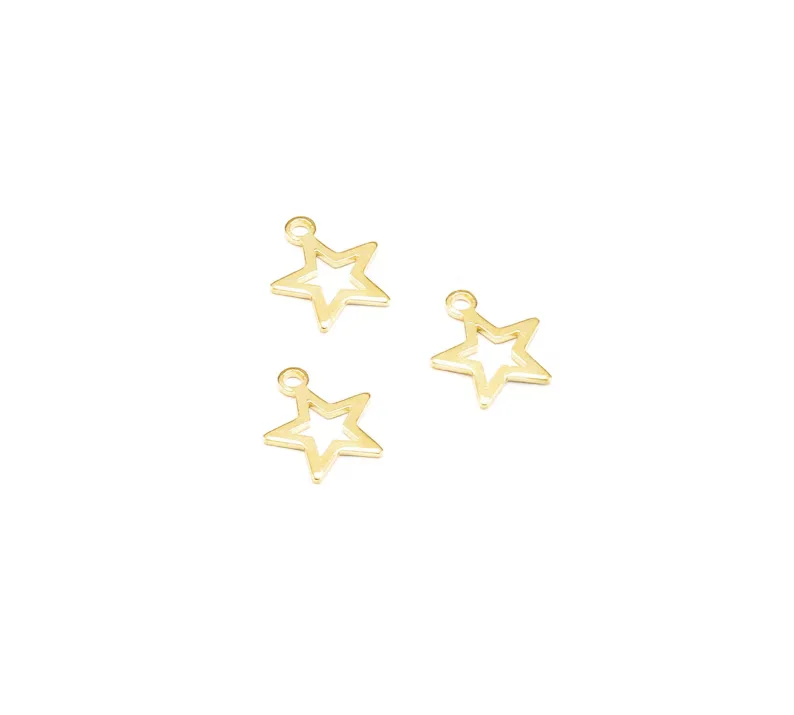 50pcs Star Charm, Lucky Star Charm, Metal Star Charm For Jewelry Making, Earring Findings, Celestial Charms, 11.6x10mm RP241