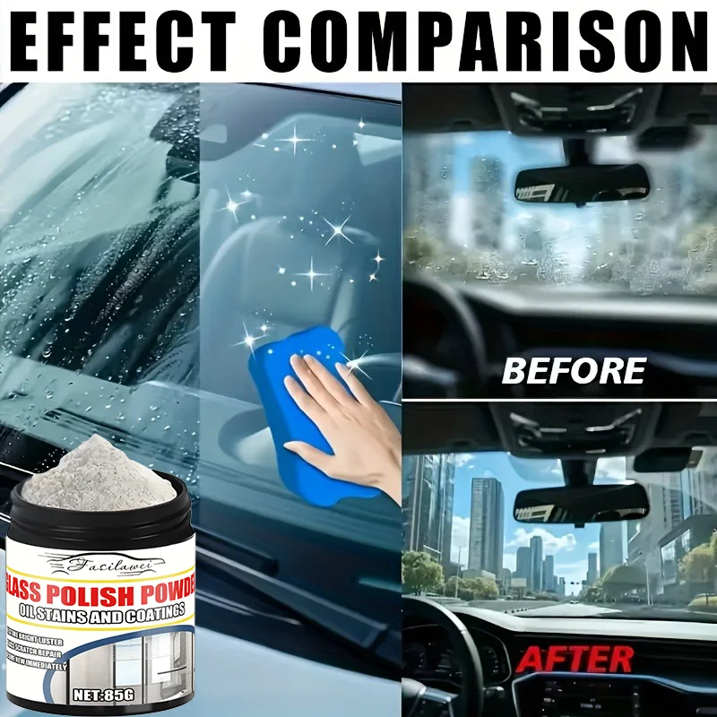 Premium glass polishing powder, professionally removes blur and fine scratches from glass surfaces - suitable for polishing and