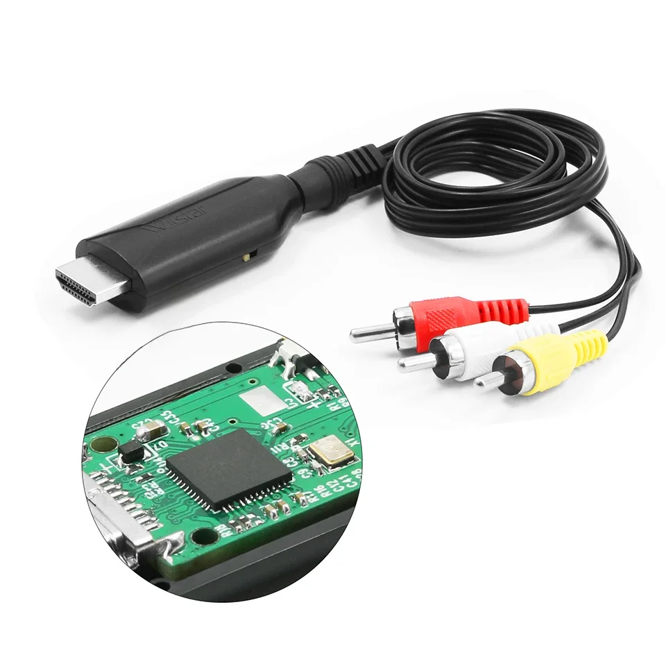 4k HDMI TO AV męski adapter skalera Kabel HD Video Composite Converter Box HD to RCA AV/CVSB L/R Video 1080P Obsługa NTSC PAL — zdjęcie produktu 7