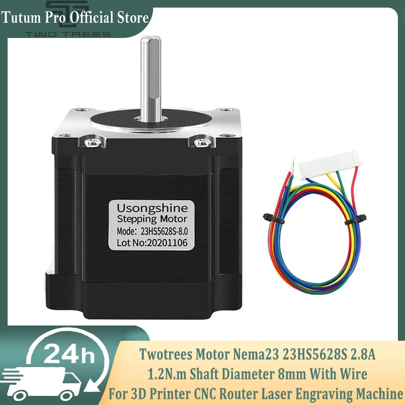 Twotrees Motor Nema23 23HS5628S 2.8A 1.2N.m Shaft Diameter 8mm With Wire For 3D Printer CNC Router Laser Engraving Machine