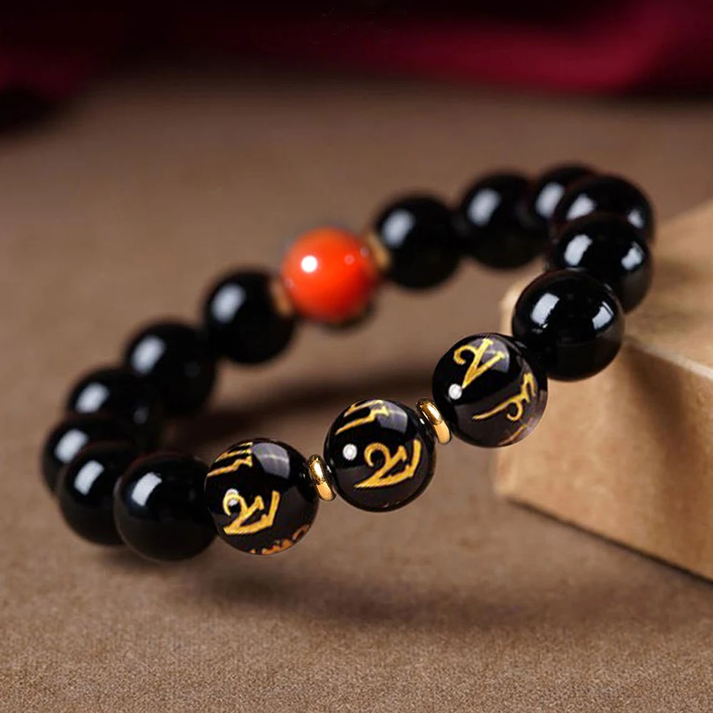 [Today's departure] Aunge Bracelet Yearly Mon Mmani Ban Mehum Obsidian Red Good Fuse good luck friend