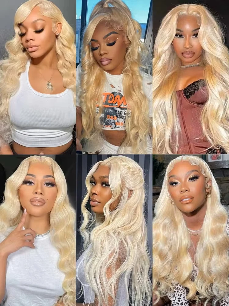 34 Inch 613 13x6 Lace Front Wig Human Hair Body Wave Blonde Lace Frontal Wigs for Women 200 Density Natural Hairline image 5
