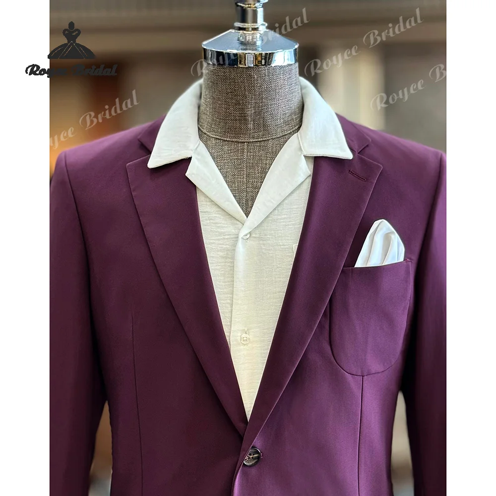 Magenta Two Piece Single Breasted Wedding Men's Suit 2026 Notch Lapel Casual Evening Party Suits costume homme mariage