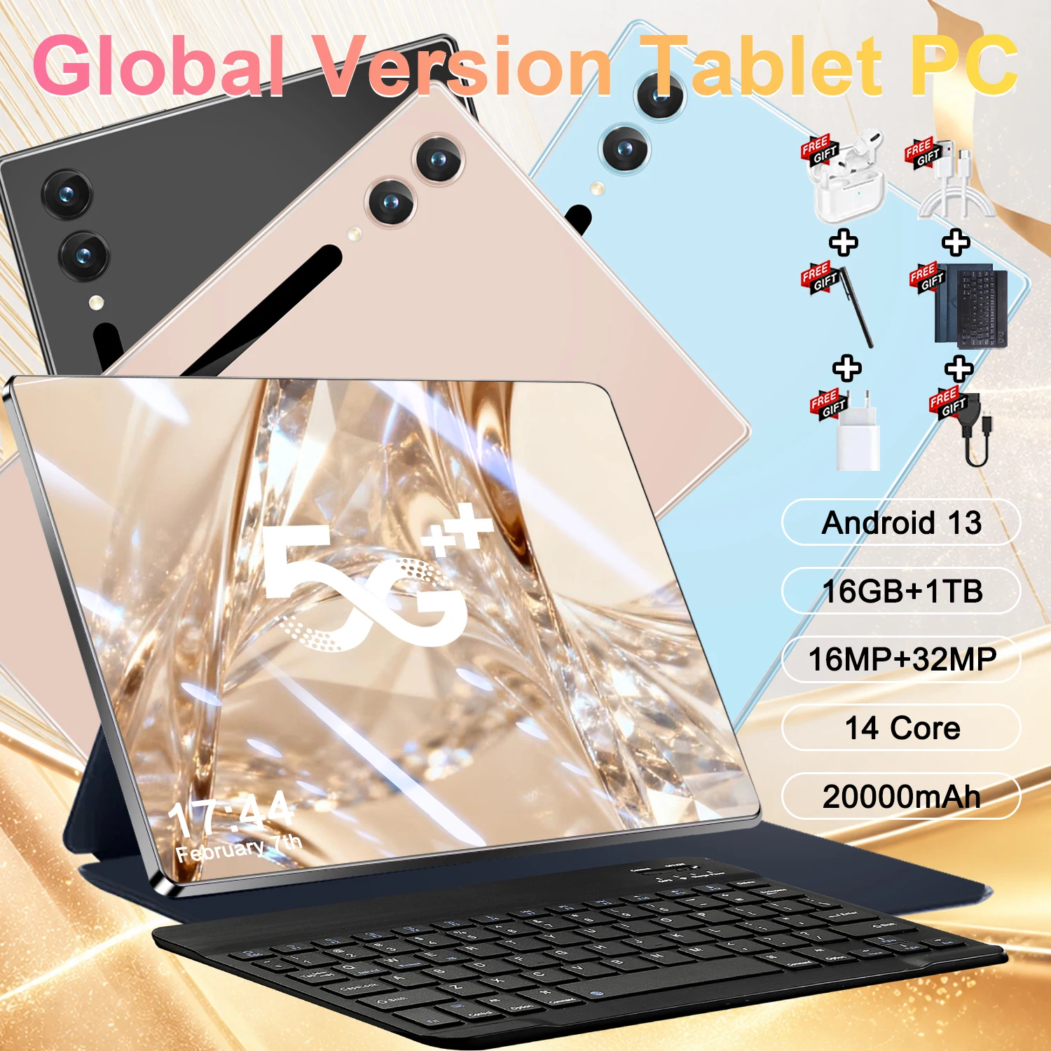 Tableta Android de 10,36 pulgadas, 16 GB + 1 TB, nueva, con red, 20000 mAh, versión global, 14 núcleos, Android 13.0, tableta con wifi.
