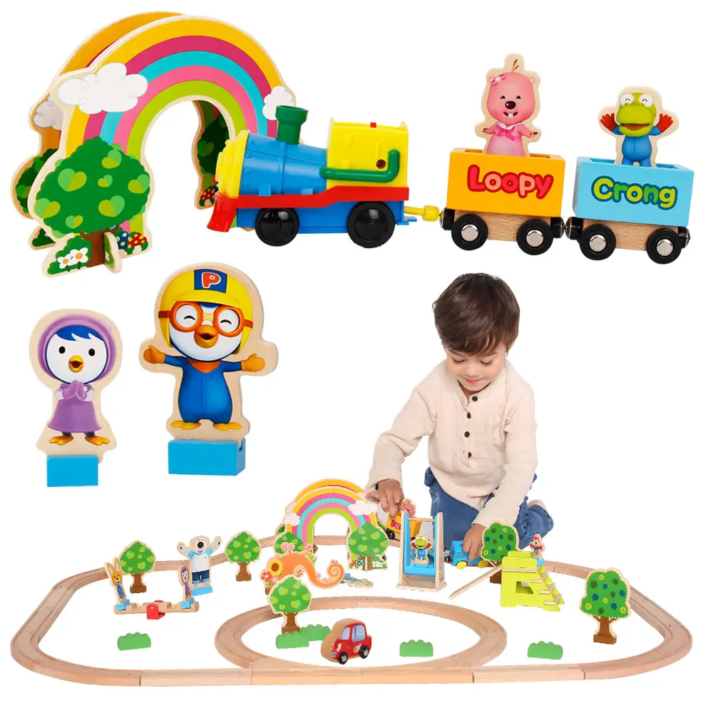 Pororo original wooden electric train play