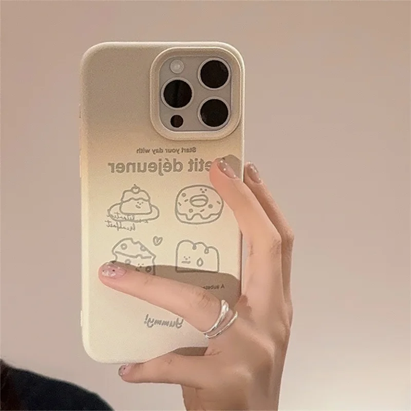 Korean ins soft waxy bread for iPhone14 15Promax new original minority girl heart 12 13pro creative simple anti-fall phone case