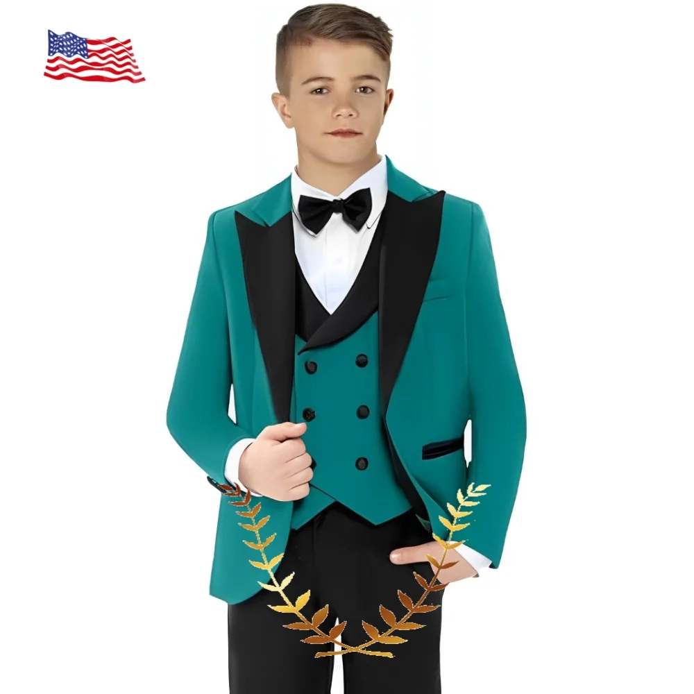 Boys Suit Wedding Tuxedo Fashion Kids Suit 3 Piece Set Jacket Pants Vest Custom 2-16 Years Old Formal Outfit Clothes