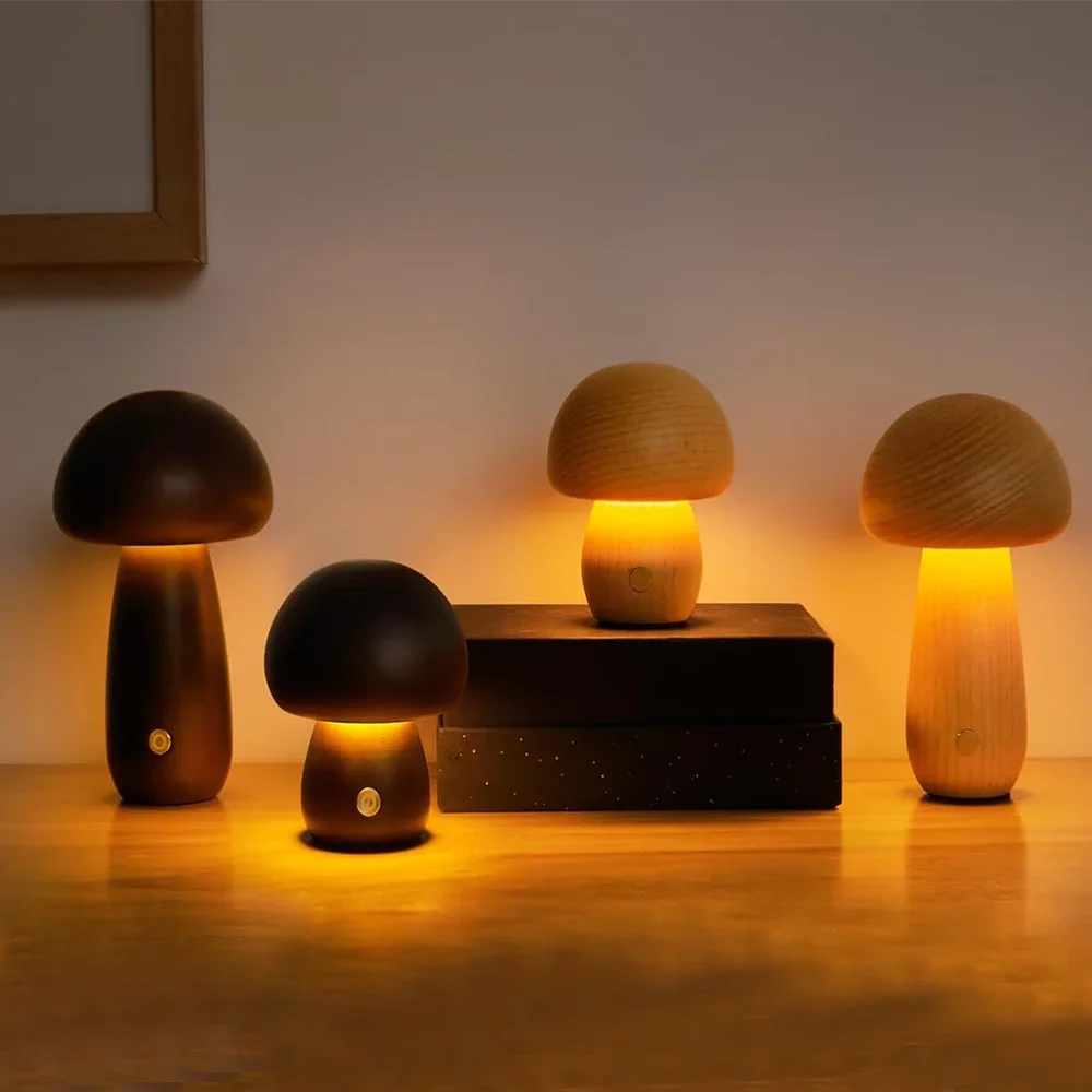 Lampa stołowa Mushroom Akumulatorowa dotykowa przenośna lampka nocna do sypialni Śliczna mała ściemnialna lampa biurkowa do dekoracji wnętrz — zdjęcie 2