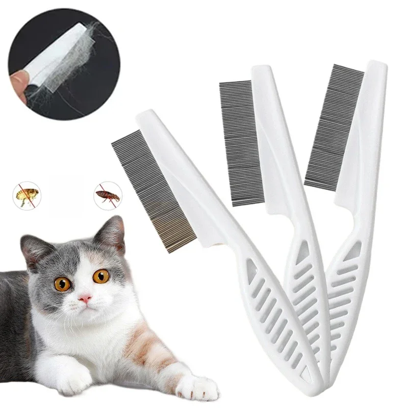 Peigne de perte de poils d'animaux, peigne à puces en acier inoxydable pour chat, chien, confort des puces, peigne de toilettage, fournitures de nettoyage pour animaux de compagnie