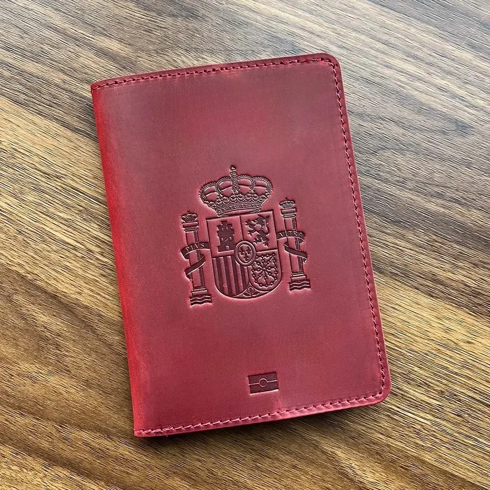 Oryginalna skórzana okładka na paszport Hiszpanii Crazy Horse Funda Pasaporte Business unisex trwała hiszpańska — zdjęcie 2
